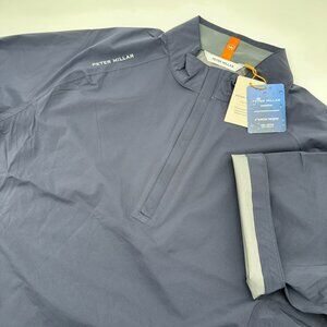 Peter Millar Men's Sport Shield Short Sleeve Golf Waterproof Rain Shell, XL Navy